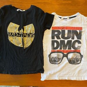 Lot of 2 H&M WU-TANG / RUN-D.M.C. Kids T-Shirts size 8-10